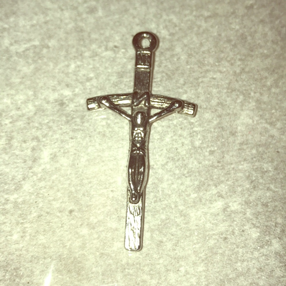 New Catholic Cross pendant silver tone 2 inches